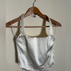 Wilfred Aritzia - New Dusk Satin Boustier - Halter Crop Top